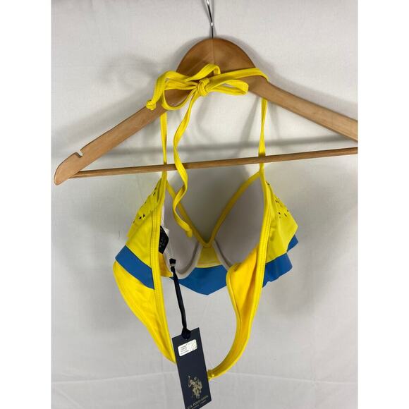 NWT US Polo Assn Yellow Blue bikini Top Size XL - Picture 4 of 4